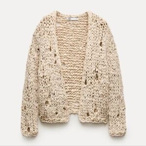 Zara Open Knit Beige Cardigan